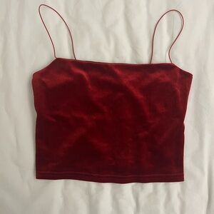 Dark red velvet tank top